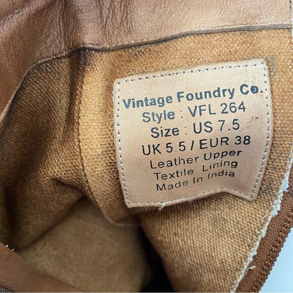 Vintage Foundry Co Regine Brown Leather Zipper Boots size 7.5 - Picture 9 of 10